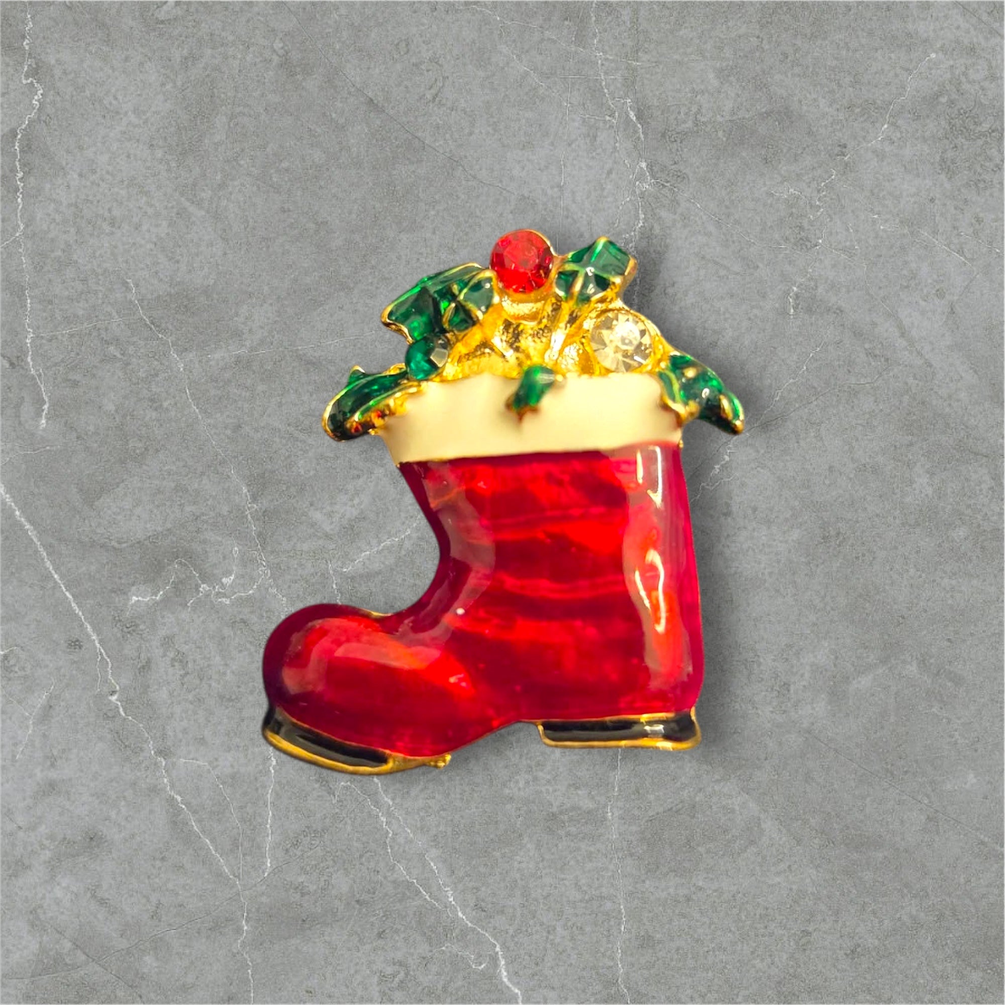 Santa Boot Christmas Brooche
